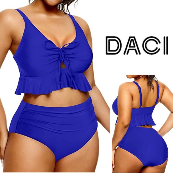 DACI Other - DACI Two Piece High Waisted Ruffle Flounce Bikini  🌊  NEW WITH TAGS!
